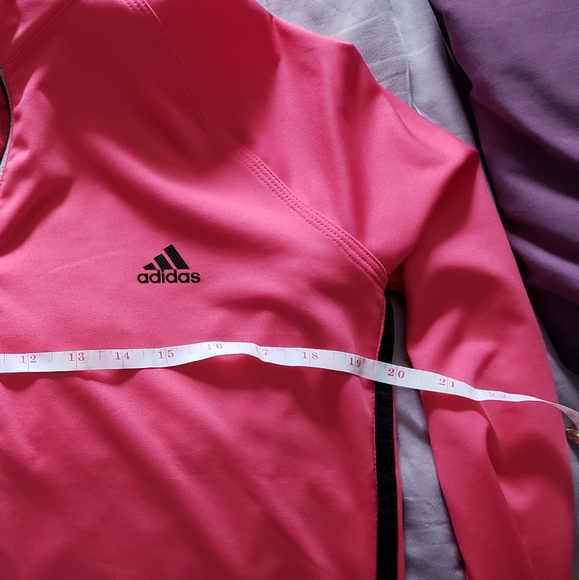 🌷ADIDAS - Women's pink & back stripe athletic zip up sweater - Size L - Picture 5 of 6